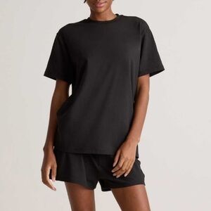 NWT Quince Women's Dream Lounge Oversized Short Sleeve Pajama Set Bold Black M